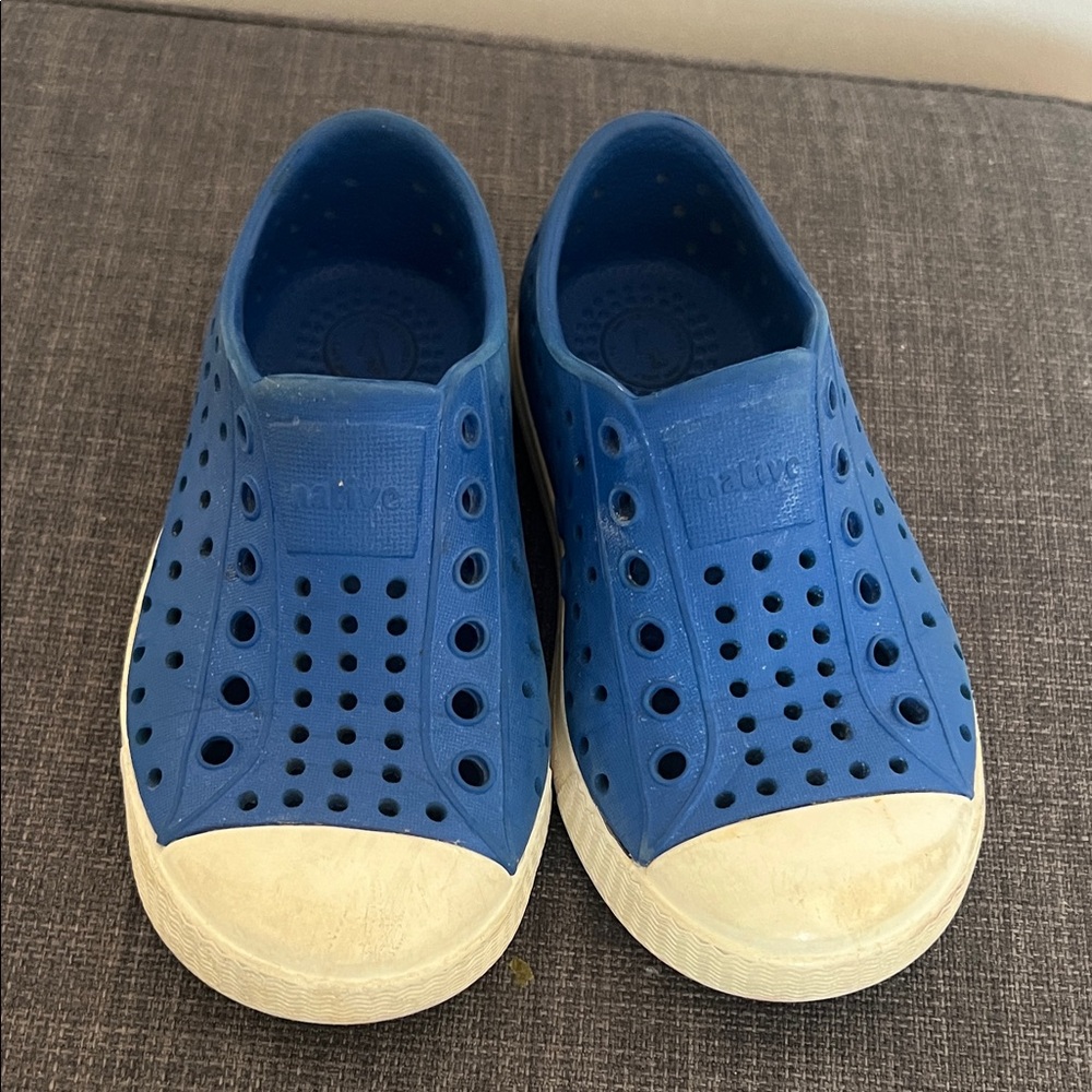 Native Kids Blue Water Shoes with White Toe Caps